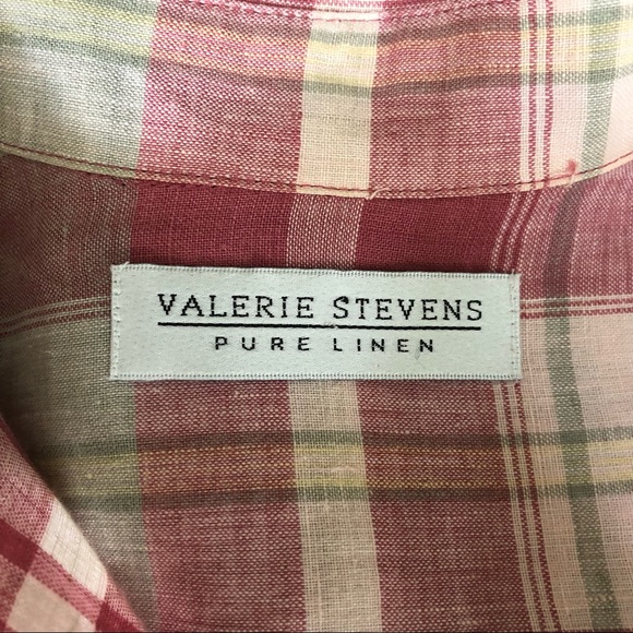 Valerie Stevens Plaid Linen Button Up Blouse/Tunic - Picture 11 of 12